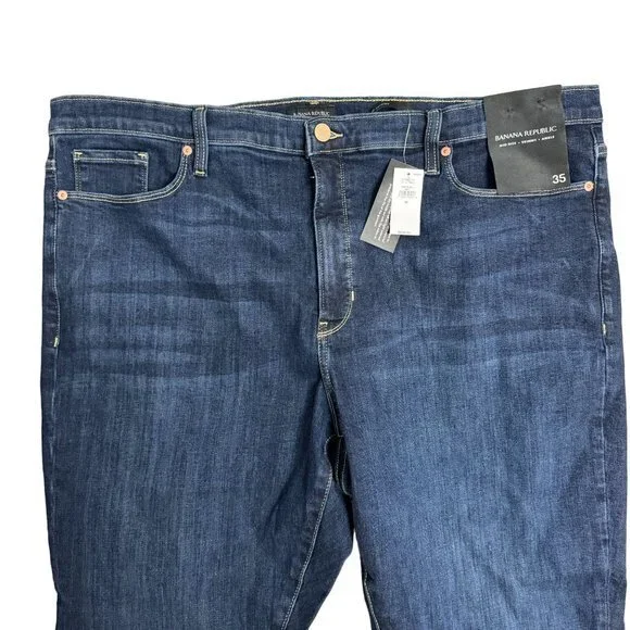 Banana Republic Women's‎ Size 35 Blue Mid Rise Skinny Ankle Jeans NWT - Picture 2 of 8